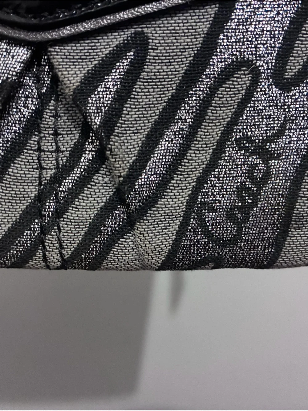 Vintage Coach Madison Lurex Zebra Print Large Wristlet Black Silver Y2K